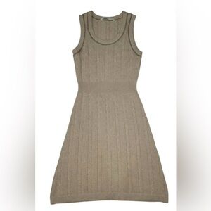 Athleta Comfy Cozy Knit Winter Sweater Midi Dress in Beige Size Large